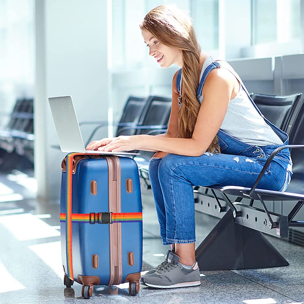 PALAY Luggage Straps Set for Suitcases featuring Quick Release Buckle and Adjustable 2m Length | 2 Pack Black Polypropylene Belts