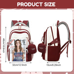 PALAY Girls Backpack for School and Travel with Multi Compartments and Small Zipper Pouch featuring Red Nylon Design | Comfortable Padded Straps