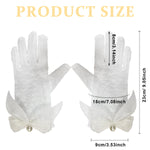PALAY Wedding Gloves for Bride with 10.5 in Length and Elastic Cuffs | White Lace Floral Design