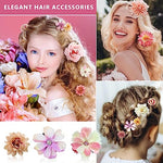 PALAY® 21pcs Bohemian Floral Hair Clip for Women Girls, Assorted Chiffon Bridal Hair Clip, Floral Hair Clip Bridal Hair Accessories for Wedding Party Photography