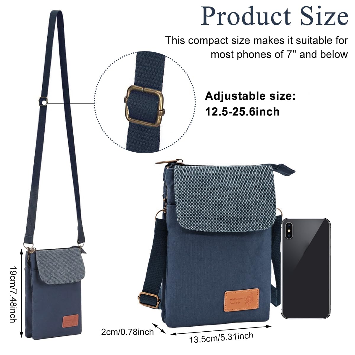 PALAY Phone Sling Bag for 7 Inch and Below Phones with Multi Layer Design Canvas Style