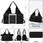 PALAY Women Gym Bag for Travel and Fitness with Shoes Compartment 49x21x25cm Oxford Waterproof Black