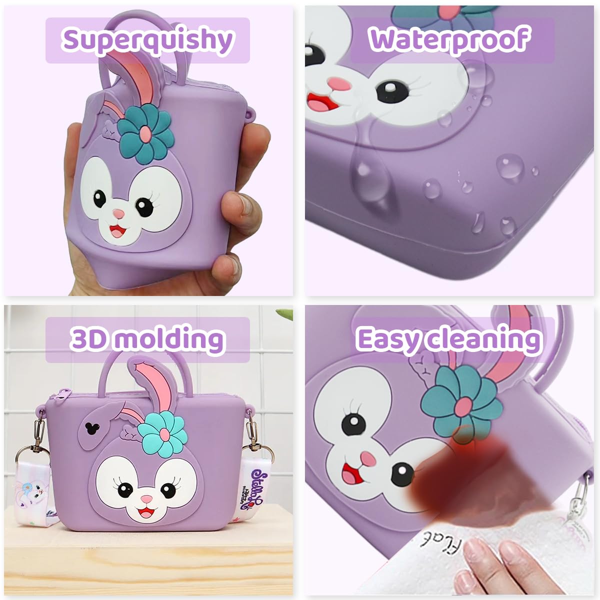 PALAY Mini Stella Lou Silicone Sling Bag for Girls with Adjustable Strap | Kawaii Crossbody Coin and Earbud Pouch