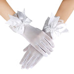 PALAY Lace Gloves for Weddings and Parties featuring Butterfly Bow in White 25×8 cm | Elegant Bridal Accessory