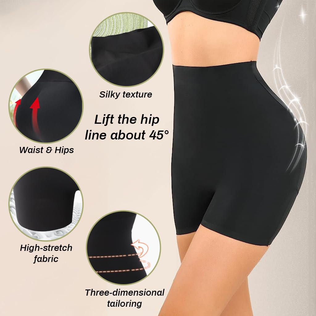 PALAY Butt Lifter Padded Underwear for Women with 3D Hip Pads | Seamless 2PCS Black