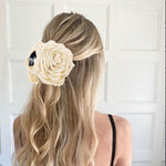 PALAY Rose Hair Claw Clips for Women with 3.5 in Blooming Design in Black & White | Elegant Styling Accessory