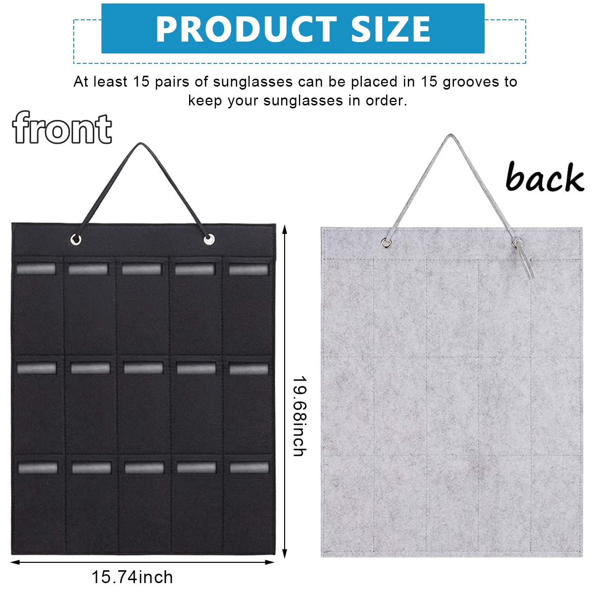 PALAY Sunglasses Organizer Box for 15 Pairs with Hanging Design and Felt Material | Wall Storage Display