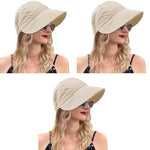 PALAY Sun Hat for Women featuring Wide Brim and Adjustable Drawstring | 3 PCS Beige Quick-Dry Caps