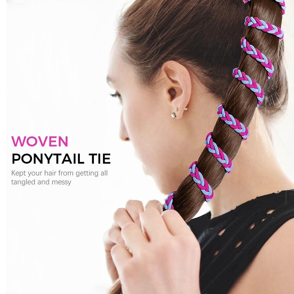 PALAY Hair Ties for Women with Dual End Ring Design and Triple Color Weave | Tangle Free Elastic Bands for Sports