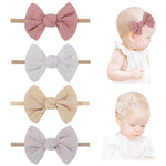 PALAY Baby Headband Set for Newborn Girls with Soft Elastic Nylon Bows | 4pcs Multicolor