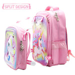 PALAY® 2 in 1 Unicorn Backpack Messenger Bag 16'' Cartoon School Backpack for Girls Gift for Kids Primary (Pink)