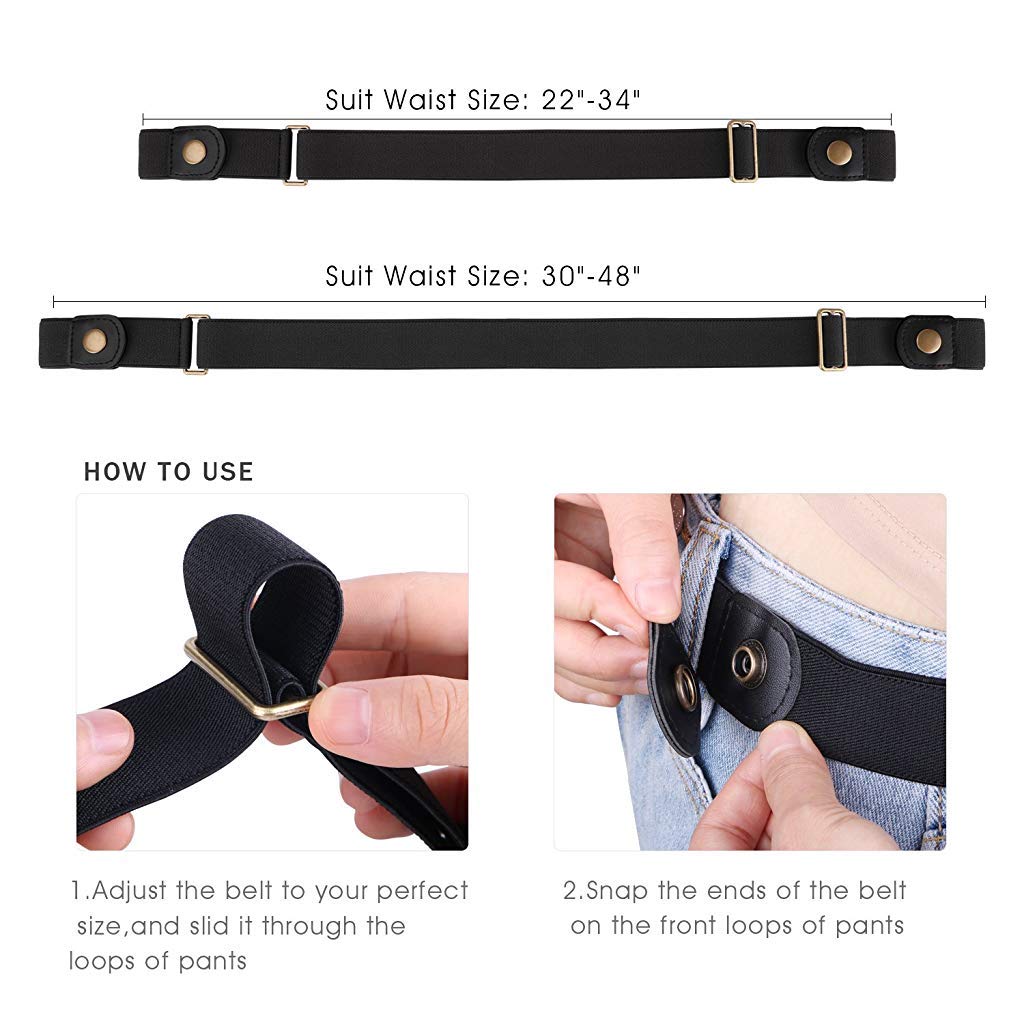 PALAY® No Buckle Ladies Elastic Belt for Women Mens Invisible Jeans Pants Dress Stretch Waist Belt up to 48" Christmas Gift