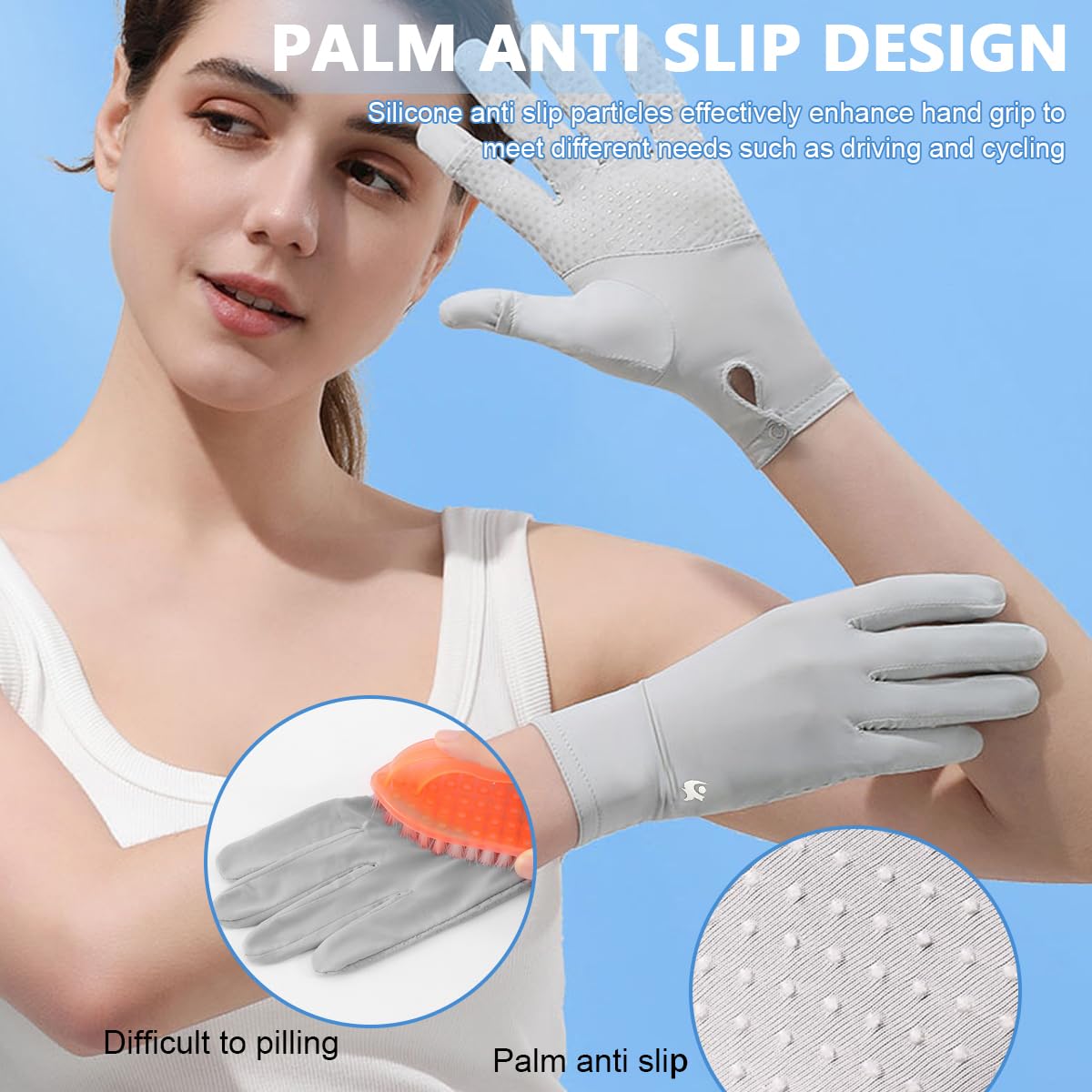 PALAY Ice Silk Gloves for Cycling and Summer Sun Protection featuring Anti Skid Grip 3PCS