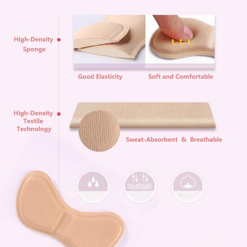 PALAY Heel Cushion Inserts for Pain Relief with Self-Adhesive Grip | 3 Pairs Beige Unisex