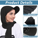 PALAY Hijab Scarf for Sun Protection with 62.99 x 22 in Coverage | Black Chiffon Wrap