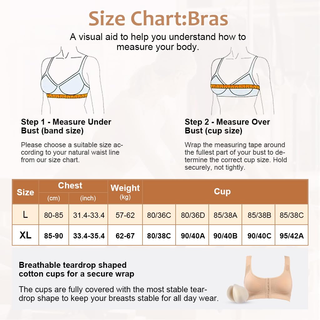 PALAY Zip Front Sports Bra for Women with Adjustable Front and Shoulder Buckles | Breathable Nylon Plus Size Support 80–85 cm