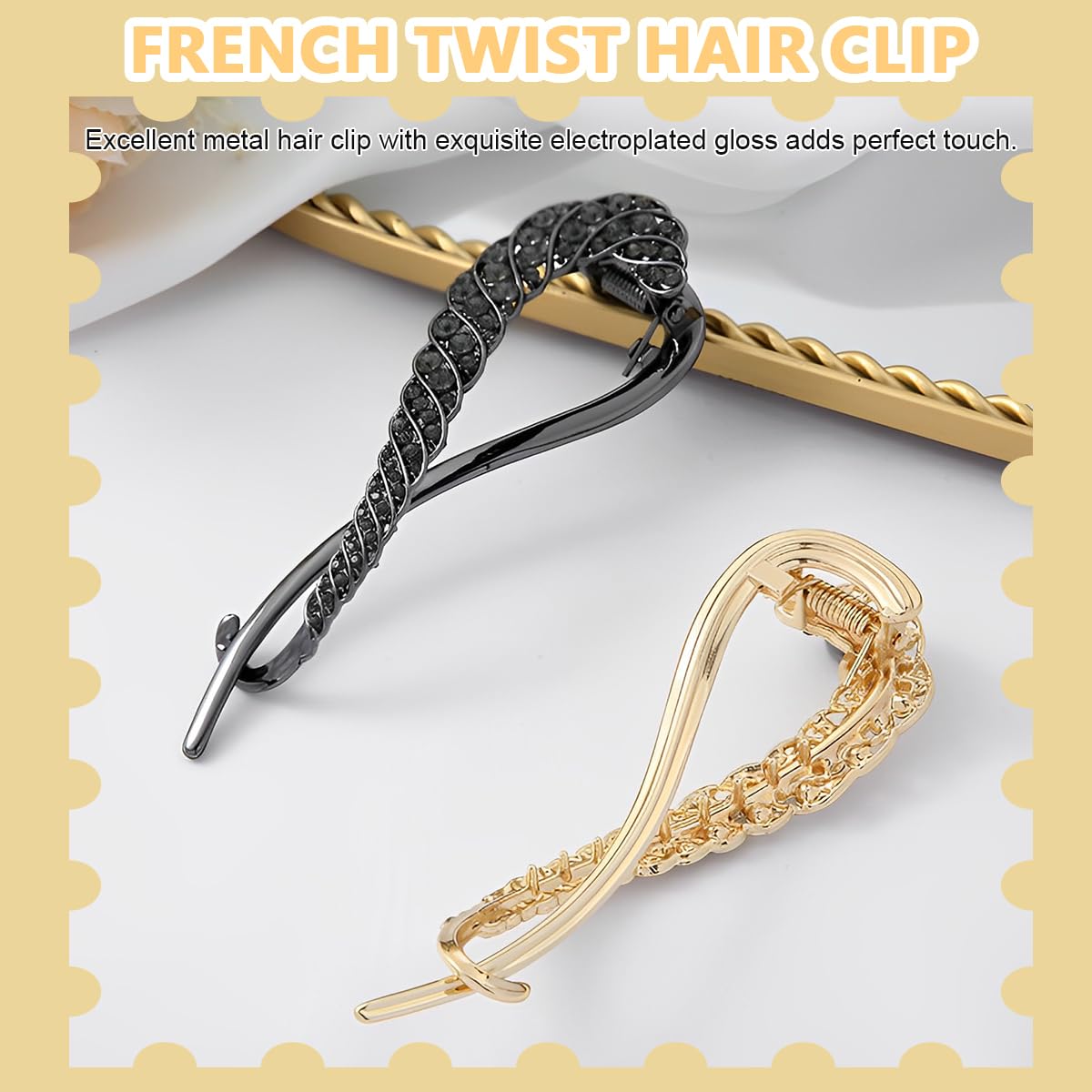 PALAY Hair Bun Clips for Effortless Updos with Rhinestone Design and 2 Color Options | Alloy Construction