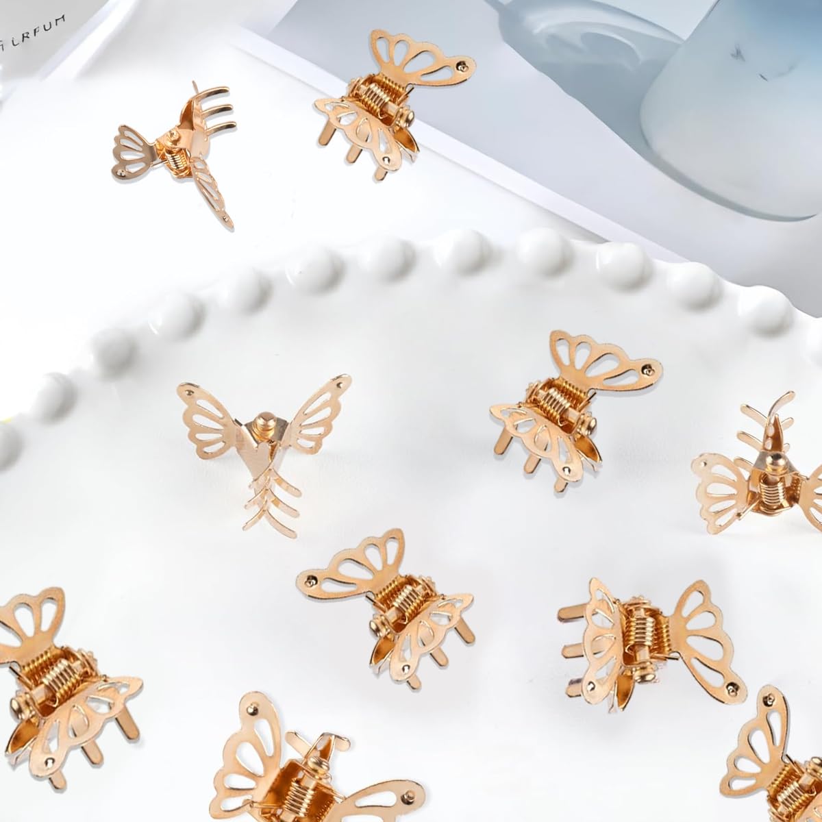 PALAY® 20Pcs Mini Hair Claw Clips Butterfly Hair Clips 1 inches Golden Hollow Out Metal Butterfly Hair Clips Hair Claw Clips Girls Women Hair Accessories