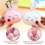 SANNIDHI® 2 Pcs Silicone Coin Purse for Girls Stylish Coin Pouch Bag, Cute Bunny Small Coin Purse for Kids, Storage of Change, Small Accessories Wallet For Girls (Pink+White)