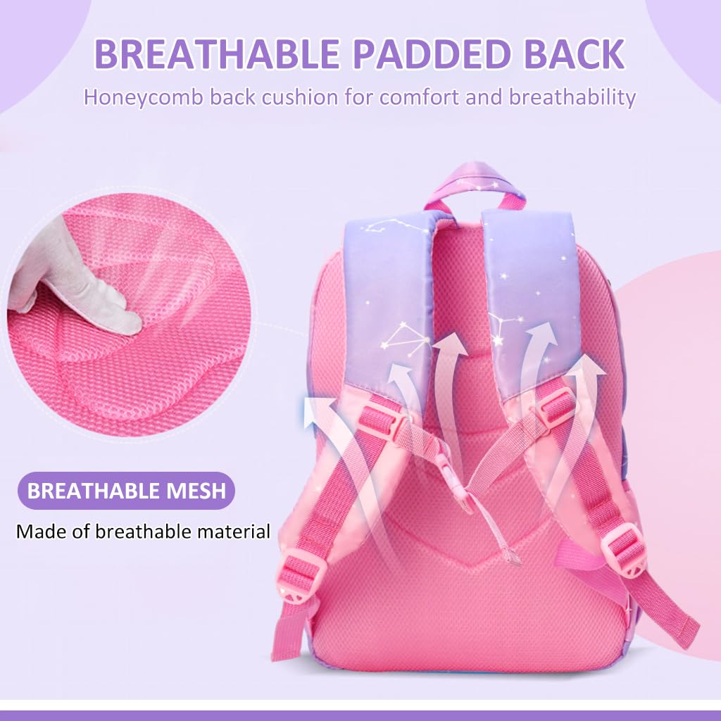 PALAY Large Gradient Purple Fashion Backpack for School Girls 6–12 with Padded Straps and 32×18×44 cm Multi‑Layer Design