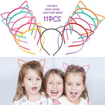 PALAY® 11pcs Cat Ears Headbands Plastic Kitty Hairband Hair Hoops Party Costume Daily Decorations Bunny Bow Headwear Cats