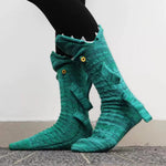PALAY Floor Socks for Women featuring Handmade Knit Non-slip Design | Cozy Green Winter Gift