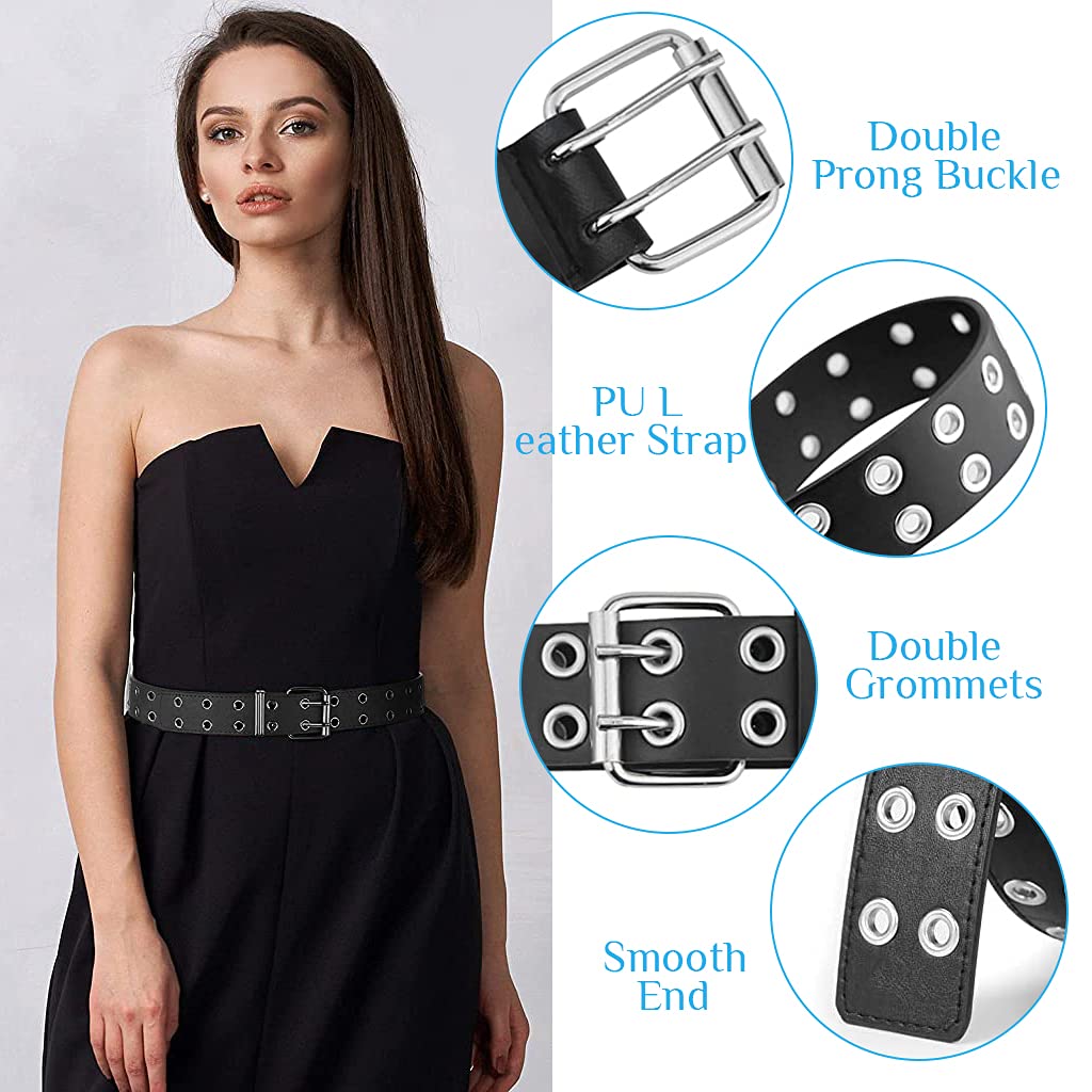 PALAY Belt for Women with 43.3 in PU Leather Strap and Double Layer 25.2 in Waist Chain | Gothic Punk Style Accessory