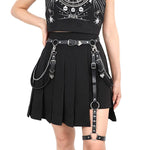 PALAY Punk Waist Chain Belt for Women featuring Metal Rings and Heart Pendant | 110cm Black Faux Leather