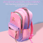 PALAY Large Gradient Purple Fashion Backpack for School Girls 6–12 with Padded Straps and 32×18×44 cm Multi‑Layer Design