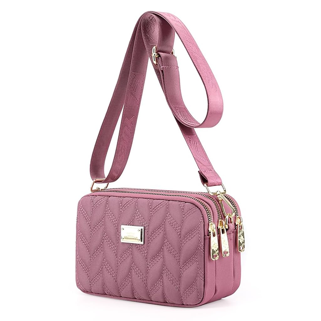 PALAY Phone Sling Bag for Women with Triple Layer Zip-up Design 20x8x13cm Nylon Crossbody