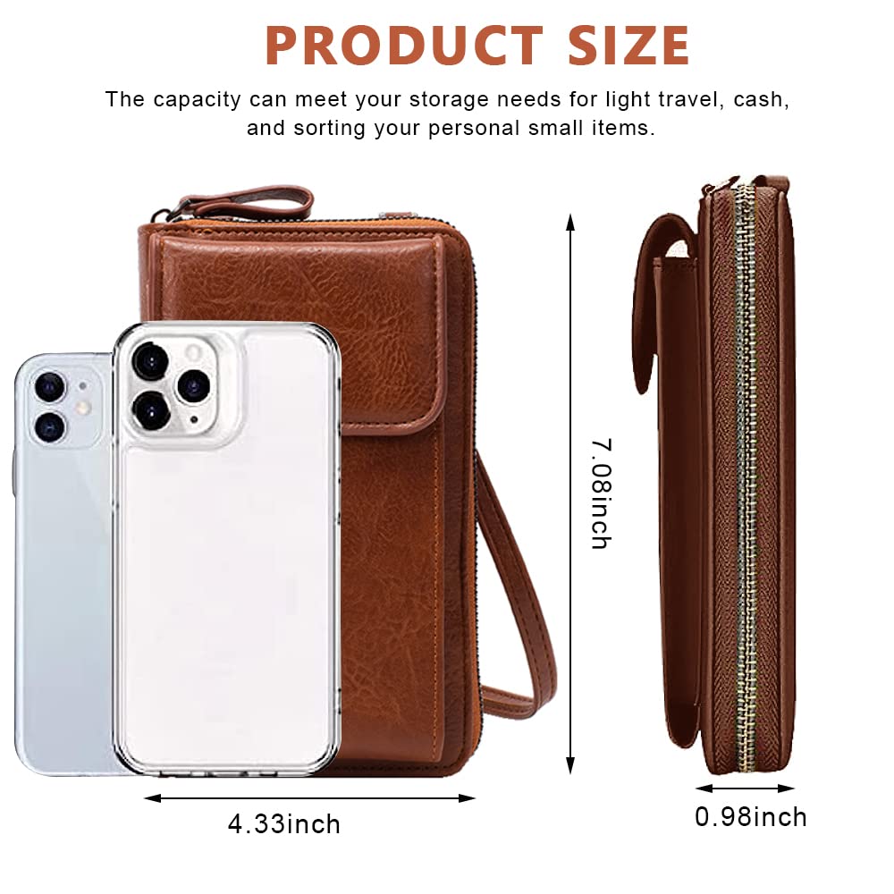 PALAY Crossbody Bags for Women with 11×4×18cm Capacity and Front Phone Pocket | Vintage Brown