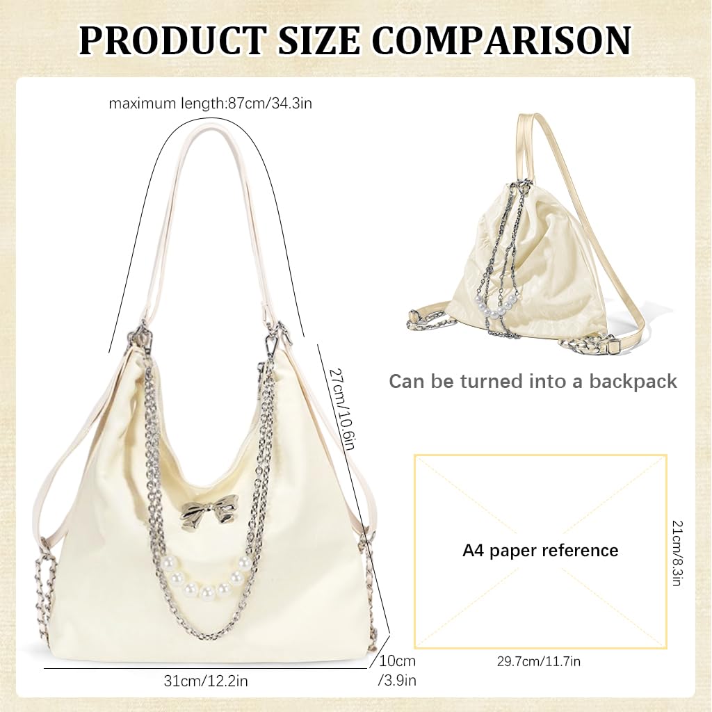 PALAY Tote Bag for Women with Convertible Shoulder and Backpack Design in Beige | PU Hobo Style