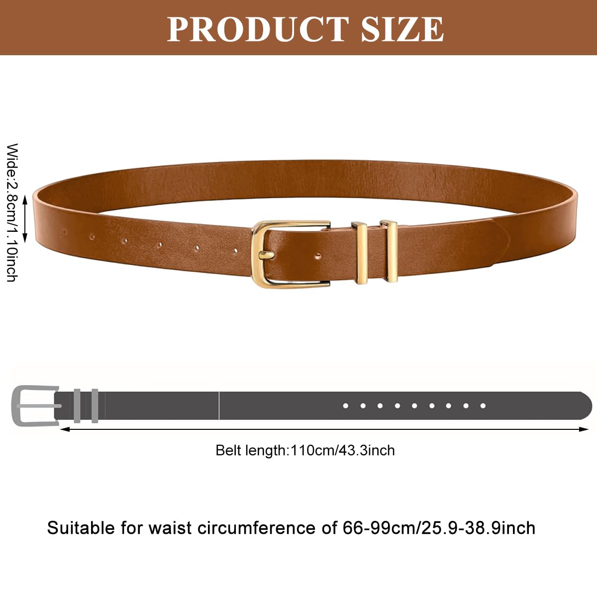 PALAY Belt for Women featuring Pin and Tuck Closure with Beige and Brown PU Leather | Slim Fashion Accessory for Jeans and Dresses