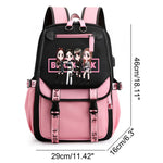 PALAY Black Pink School Bag for Girls with USB Cable Jack and 15.6 in Laptop Compartment
