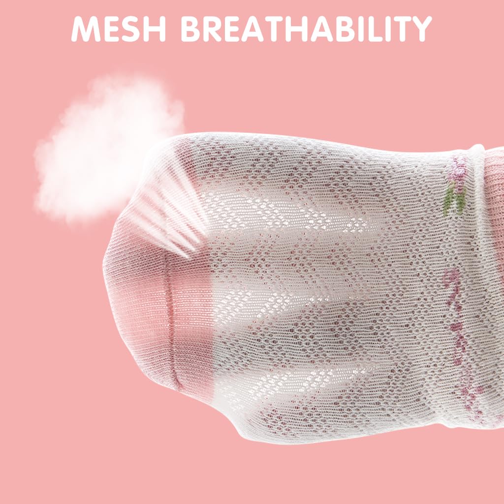 PALAY Kids Socks for Girls featuring 5 Pairs Breathable Cotton Mesh | Unicorn Cartoon Design