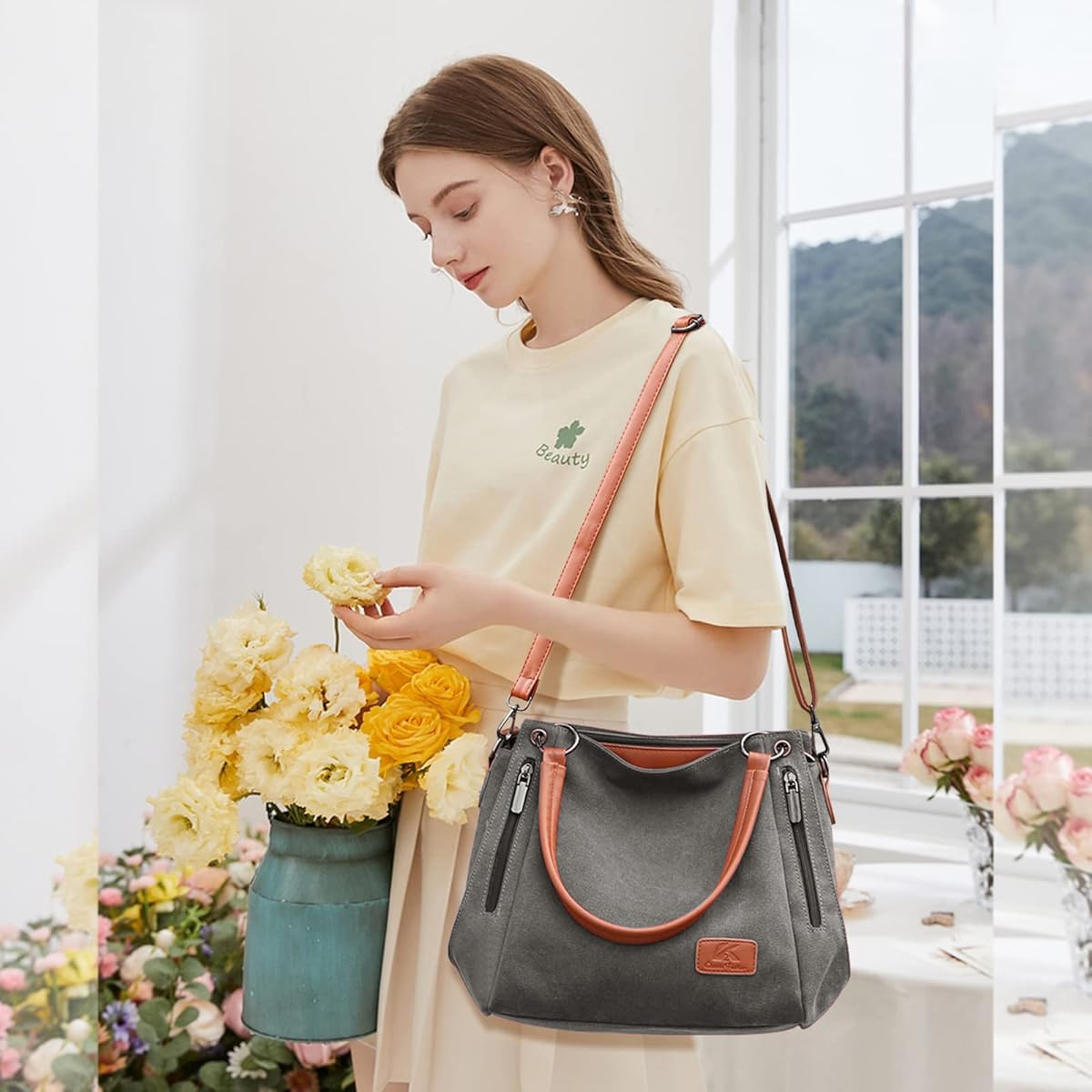 Ladies canvas satchel bags hotsell