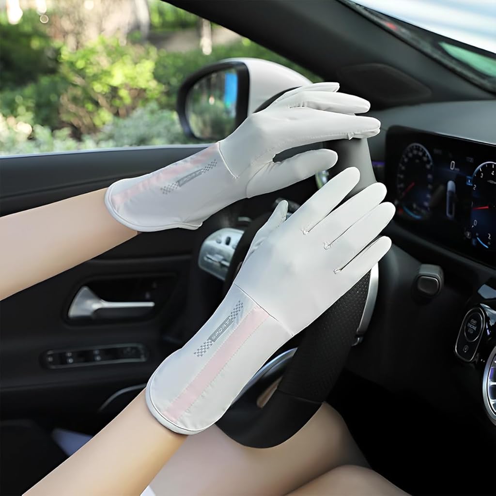 PALAY® Hand Gloves for Bike Riding UV Sun Protection for Women Non-Slip Touch Screen Design UPF 50 Plus Outdoor Fishing Grey 2PCS