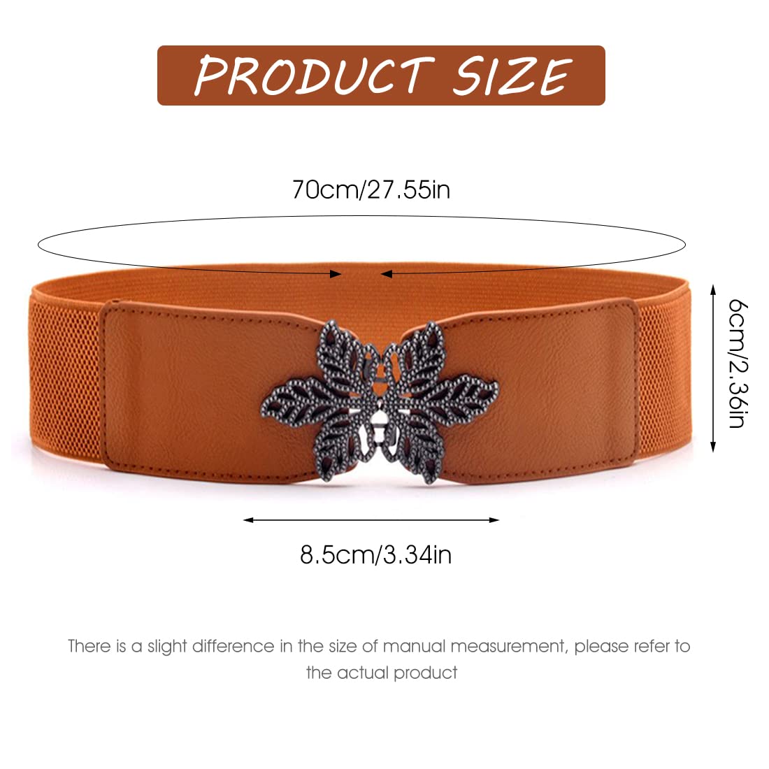 PALAY Women Stretchy Belt for Dresses and Blazers featuring Interlocking Buckle 68cm Dark Brown