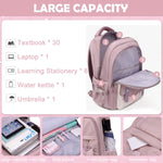 PALAY School Bag for Girls with Multi Compartment Storage and Padded Straps | Pink Nylon Backpack