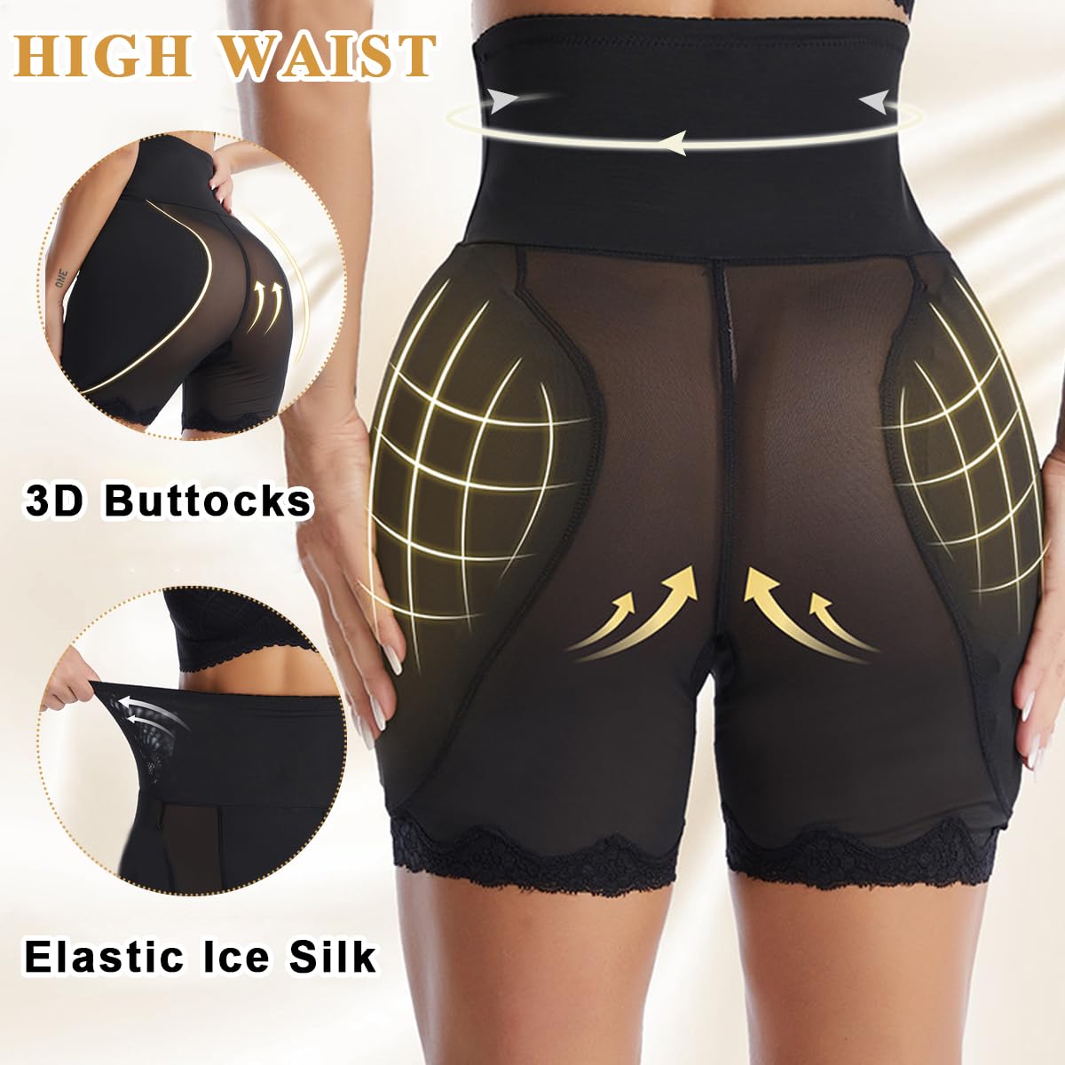 PALAY Hip Pads for Women with High Waist Butt Lifter Design 2PCS Black | 74cm Waist