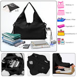 PALAY Women Gym Bag for Travel and Fitness with Shoes Compartment 49x21x25cm Oxford Waterproof Black