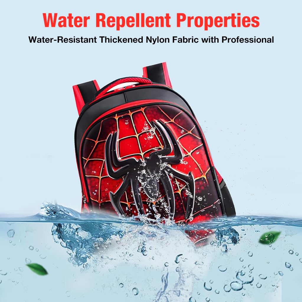 PALAY School Kids Backpack with 3D Batman Hard Shell and Padded Straps Red for 3–6 Years