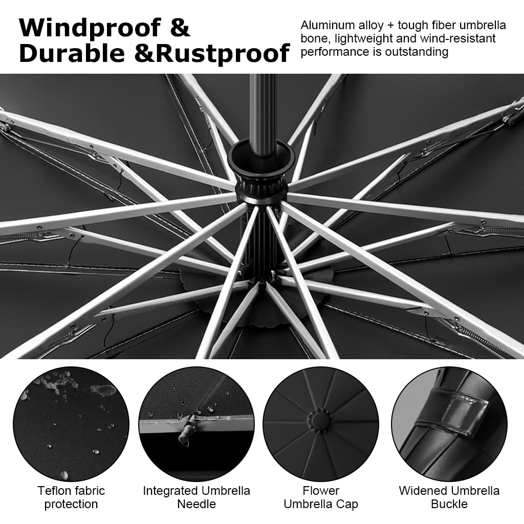 PALAY Umbrella for Travel and Commuting with 50 in Canopy and 10 Dual Ribs | Auto Open Close