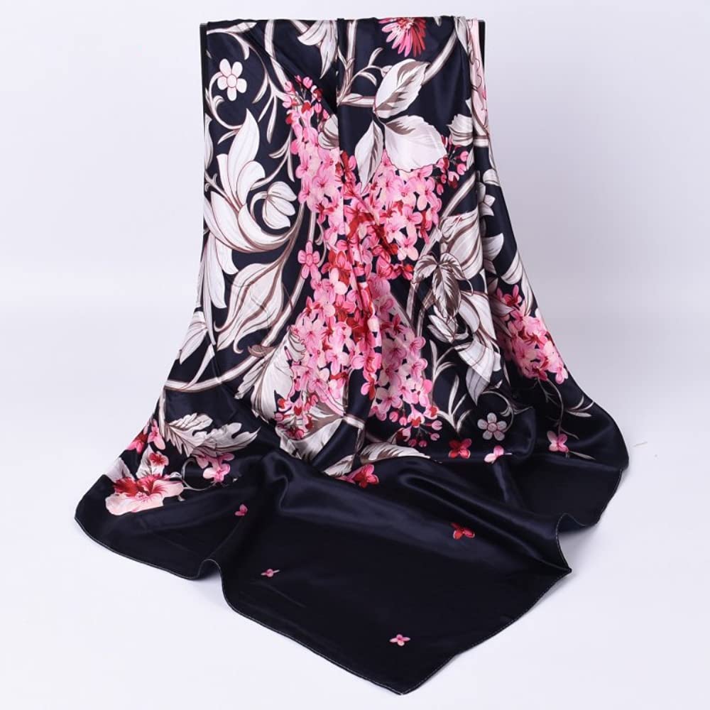 PALAY Scarf for Women 90 x 90cm Satin Square Headscarf for Sleeping and Daily Wear | Pink