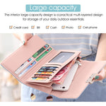 PALAY Wallet for Girls featuring Snap Button Trifold Design with 10 Card Slots | Blue PU Leather 7.5 x 3.9 x 1.2 in