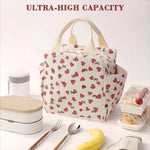 PALAY Lunch Bag for Office with Thermal Insulation and Side Pockets | Corduroy Strawberry Design