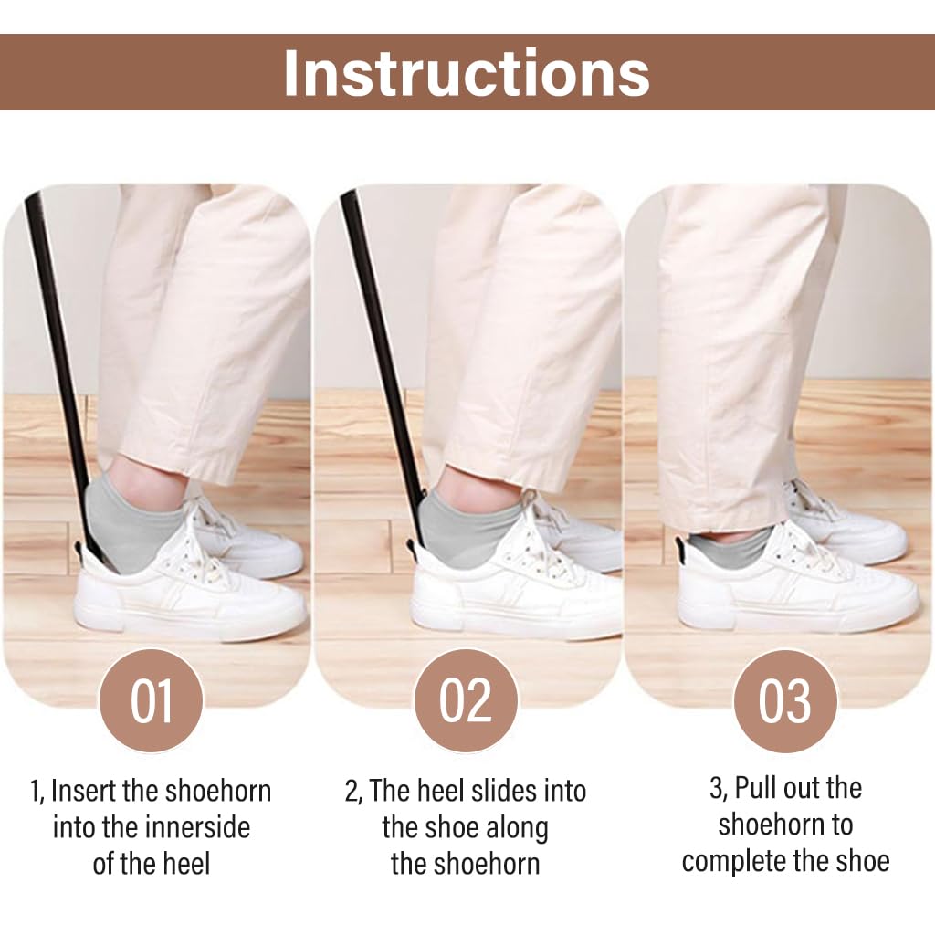 PALAY Shoehorn for Easy Wear with 24.6 in Ergonomic Handle and Magnetic Wall Hook | ABS Black