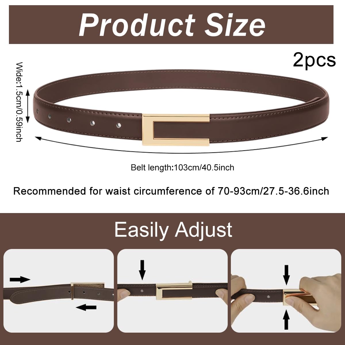 PALAY Waist Belt for Women Dresses featuring Interlock Buckle and 40in Adjustable Fit | Brown and Cream PU Slim Design