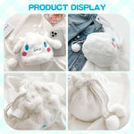 PALAY® Kawaii Bag for Girls Cute Cinnamoroll Plush Tote Bag Shoulder Bag Soft Plush Cinnamoroll Purse Bag Phone Bag Drawstring Bag Small Casual Bag for Girls Gift for Girls