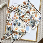 PALAY® Women Silk Scarf Fashion Floral Long Tie 59 Inch Narrow Cravats Neck for Suit Blazers Shirts Gift 2 PCS